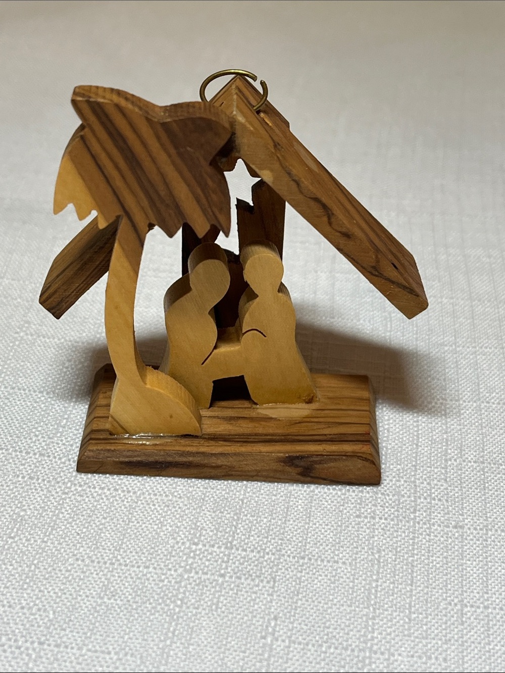 Handcrafted Wooden Nativity Ornament in Natural Wood